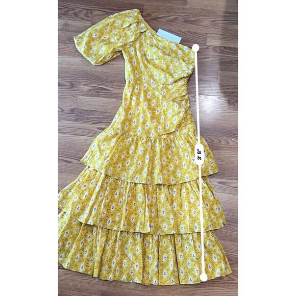 Veronica Beard yellow midi the Virginia One Shoulder Dress size 2 - Picture 8 of 14